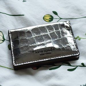 Kate Spade Sylvia Croc Embossed Mirror Card Case